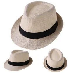 Sombrero de paja playero para niños estilo clásico transpirable