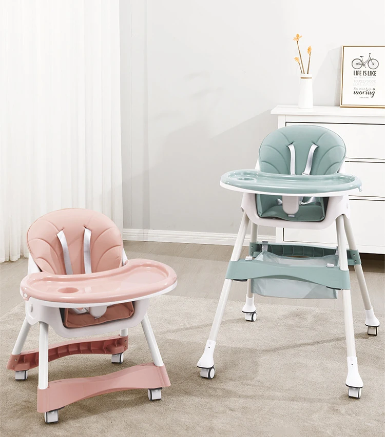 Silla alta multifuncional para bebé con ruedas
