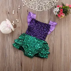Pelele verano bebé con lentejuelas y volantes – Diseño sirena sin mangas