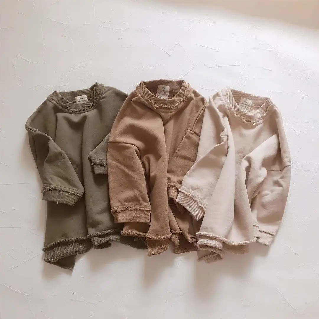 Sudadera holgada de cuello redondo y manga larga para niños