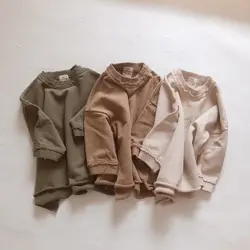 Sudadera holgada de cuello redondo y manga larga para niños