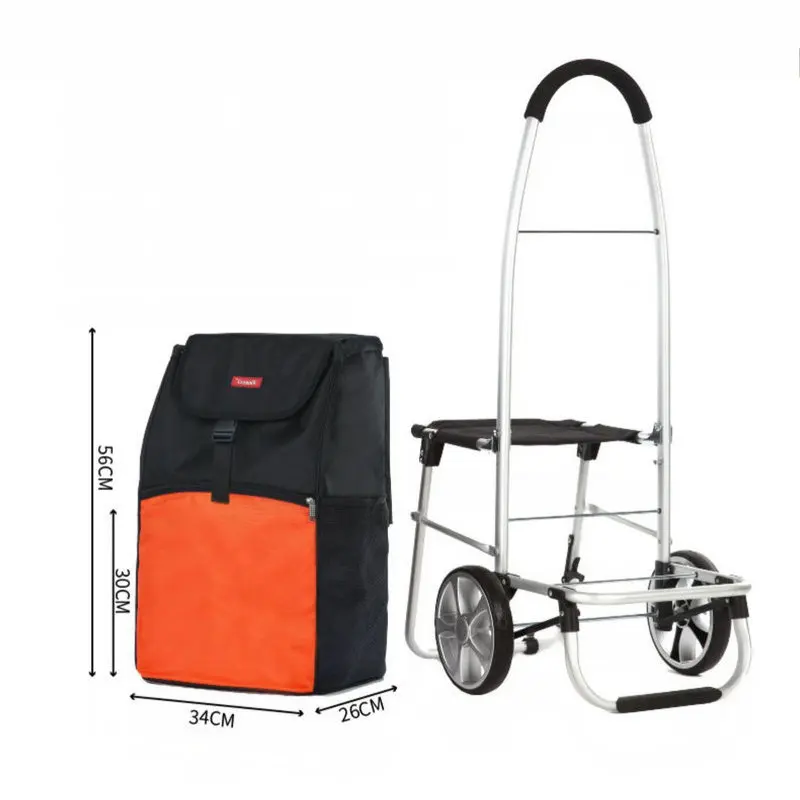 Carro de compras plegable con asiento y rueda inflable grande - imagen 3