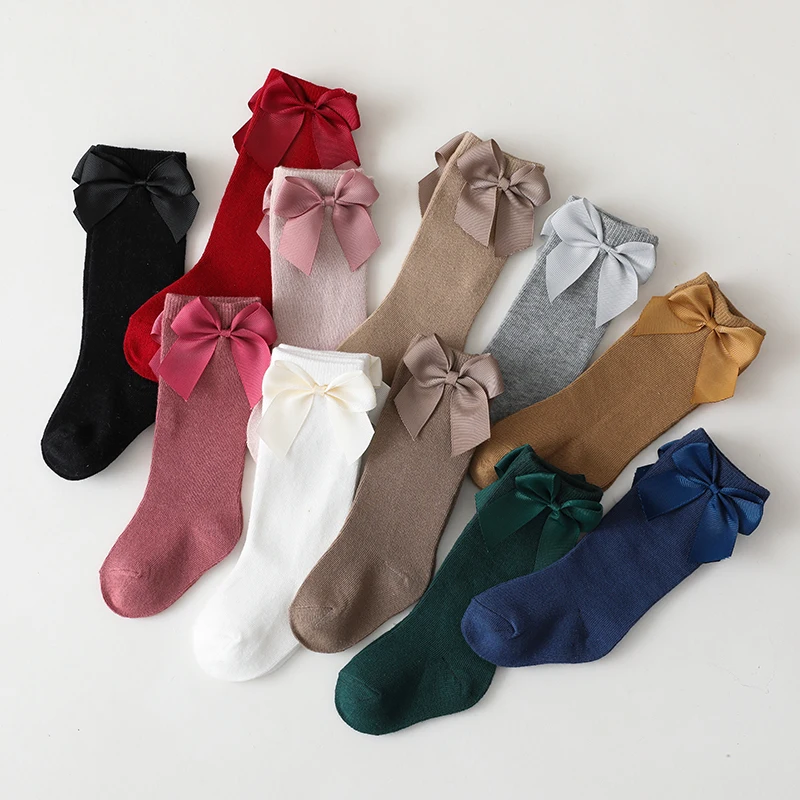 Calcetines largos de algodón con lazo para bebé niña – Otoño Invierno - imagen 2