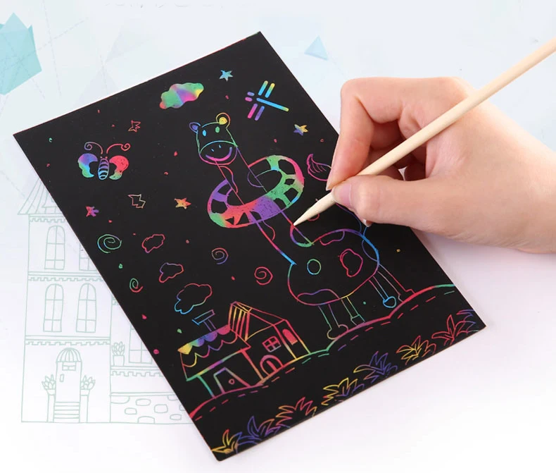 Tarjetas arcoíris para rascar y descubrir con pintura mágica infantil - imagen 3