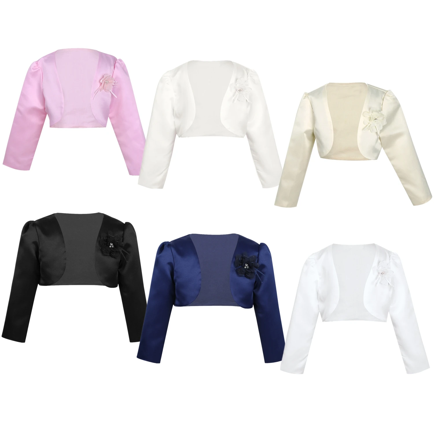 Chaqueta bolero floral de niña de manga larga para ceremonia - imagen 4