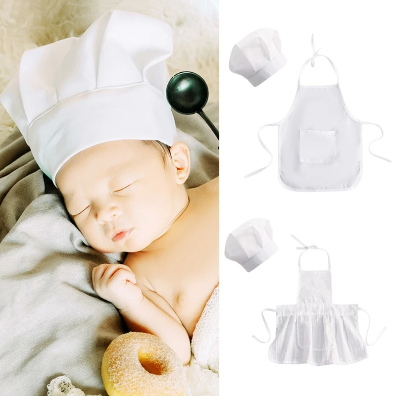 Disfraz de chef blanco para bebé con gorro y delantal de cocina - imagen 3