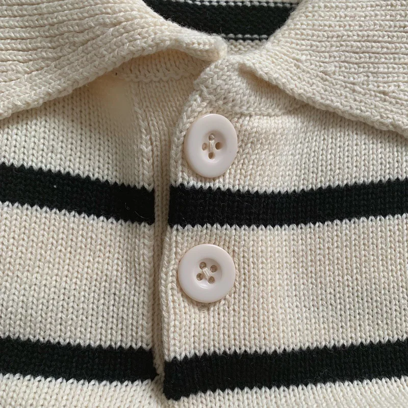 Milangel jersey de punto a rayas para niño con cuello vuelto - imagen 2
