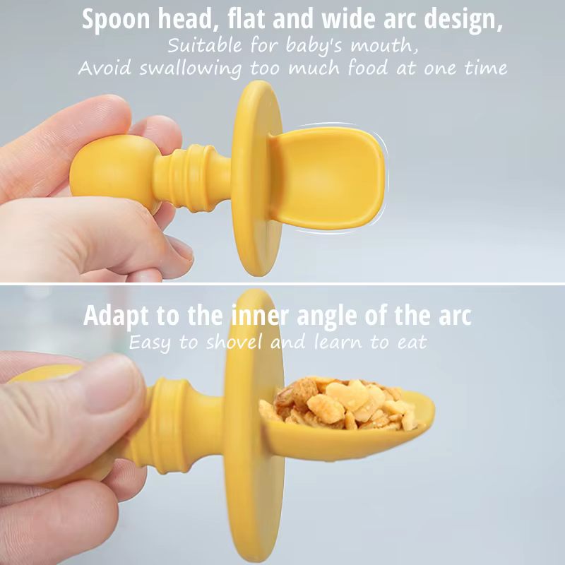 Cubiertos de silicona para bebé - Tenedor y cuchara entrenamiento - imagen 3