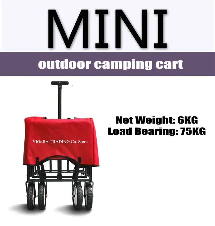 Mini carro plegable para exteriores con mango en T extensible