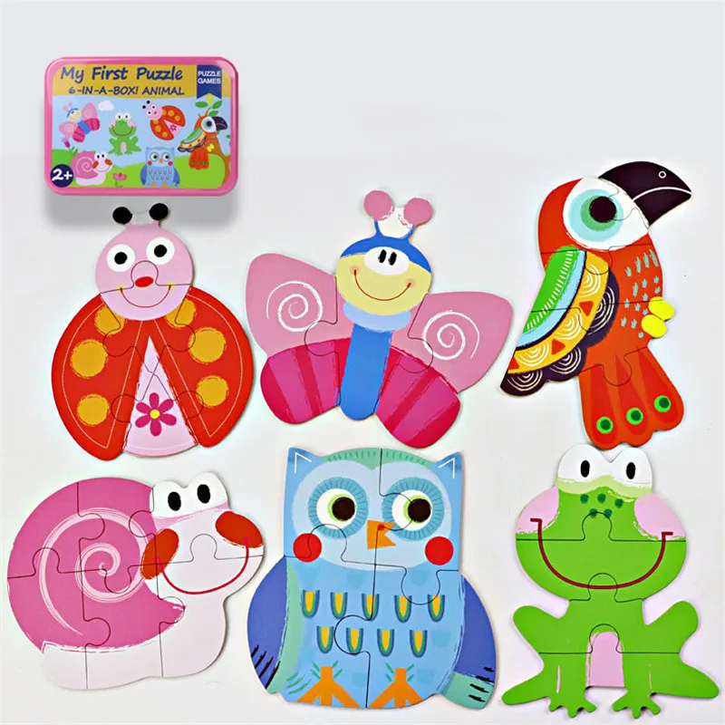 Puzzle de madera 3D educativo para bebés: animales y tráfico