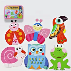 Puzzle de madera 3D educativo para bebés: animales y tráfico