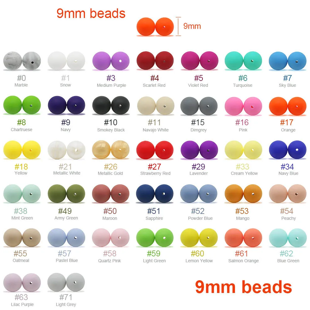 Cuentas de silicona multicolores para collar de dentición