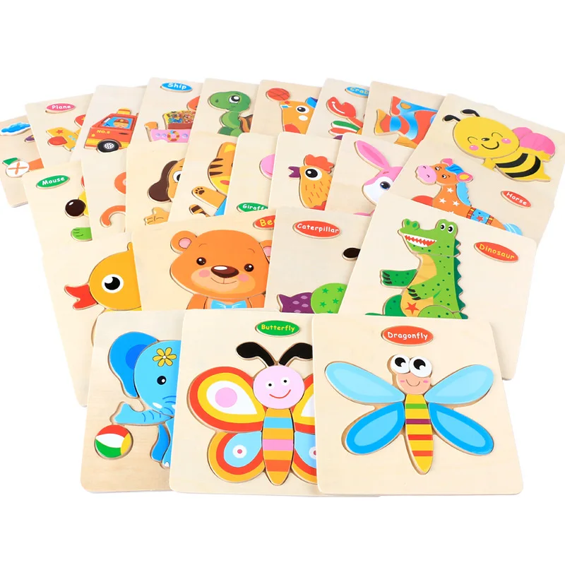 Puzzle de madera Montessori con animales de dibujos animados - imagen 4