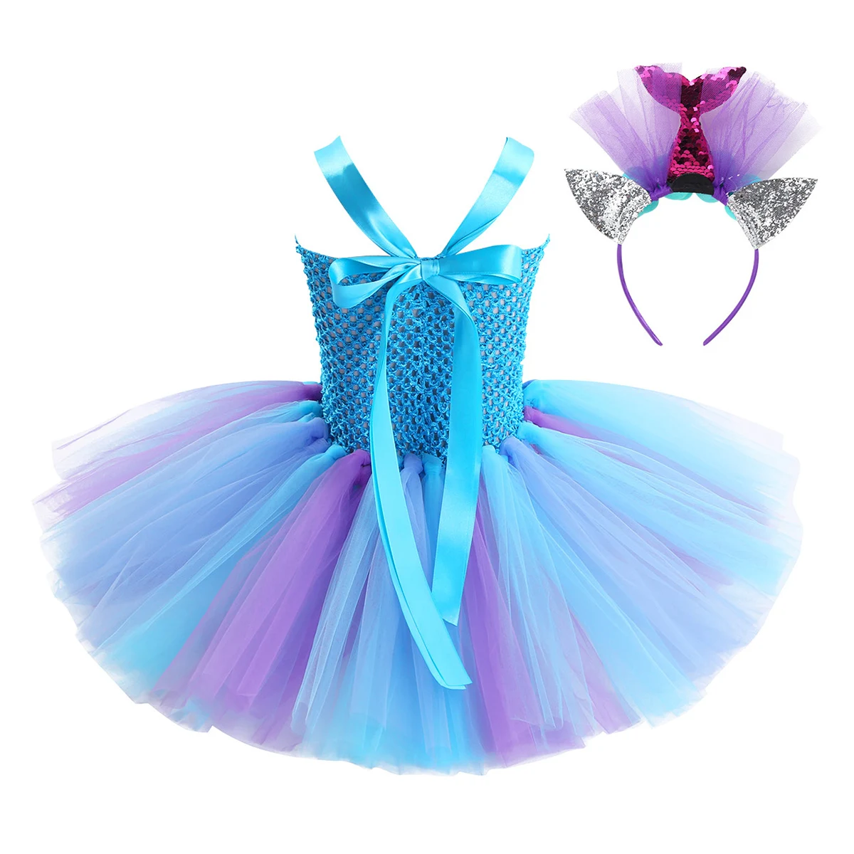 Vestido de princesa infantil con falda tutú y diadema floral - imagen 2