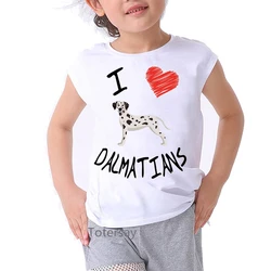 Camiseta blanca con estampado dálmata para niños y niñas kawaii