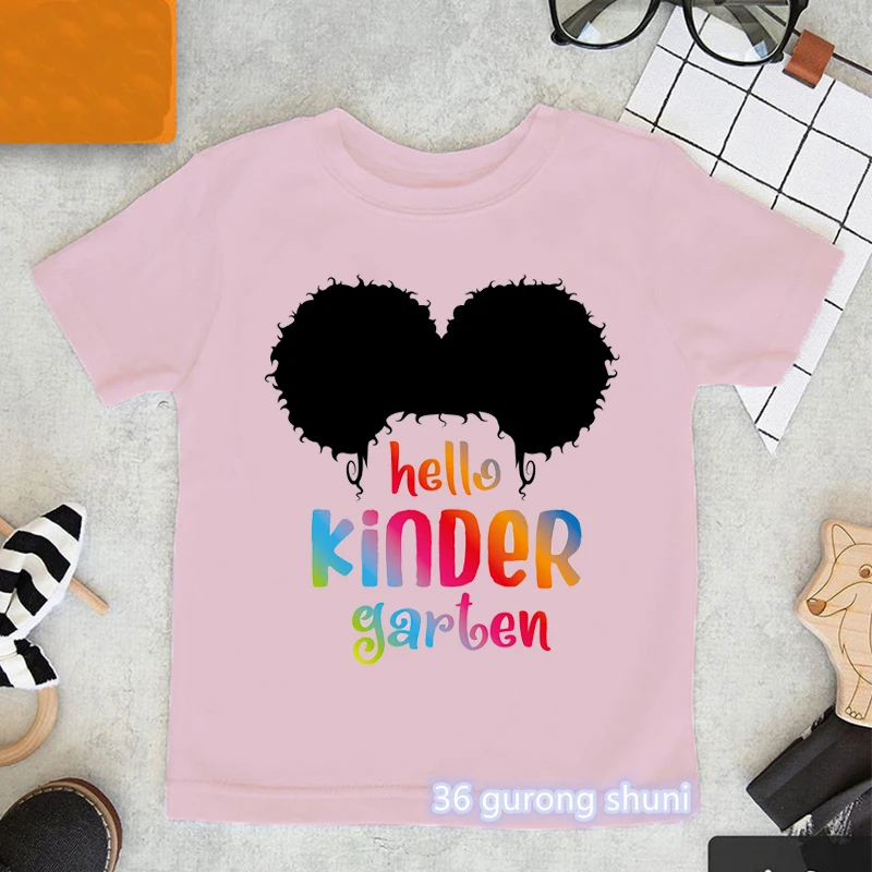 Camiseta Hello Kindergarten unicornio para niña negro - imagen 3