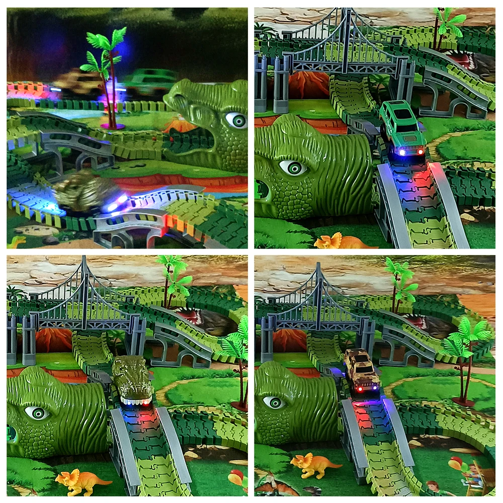 Pista de tren con dinosaurios y coche de juguete con luz - imagen 5