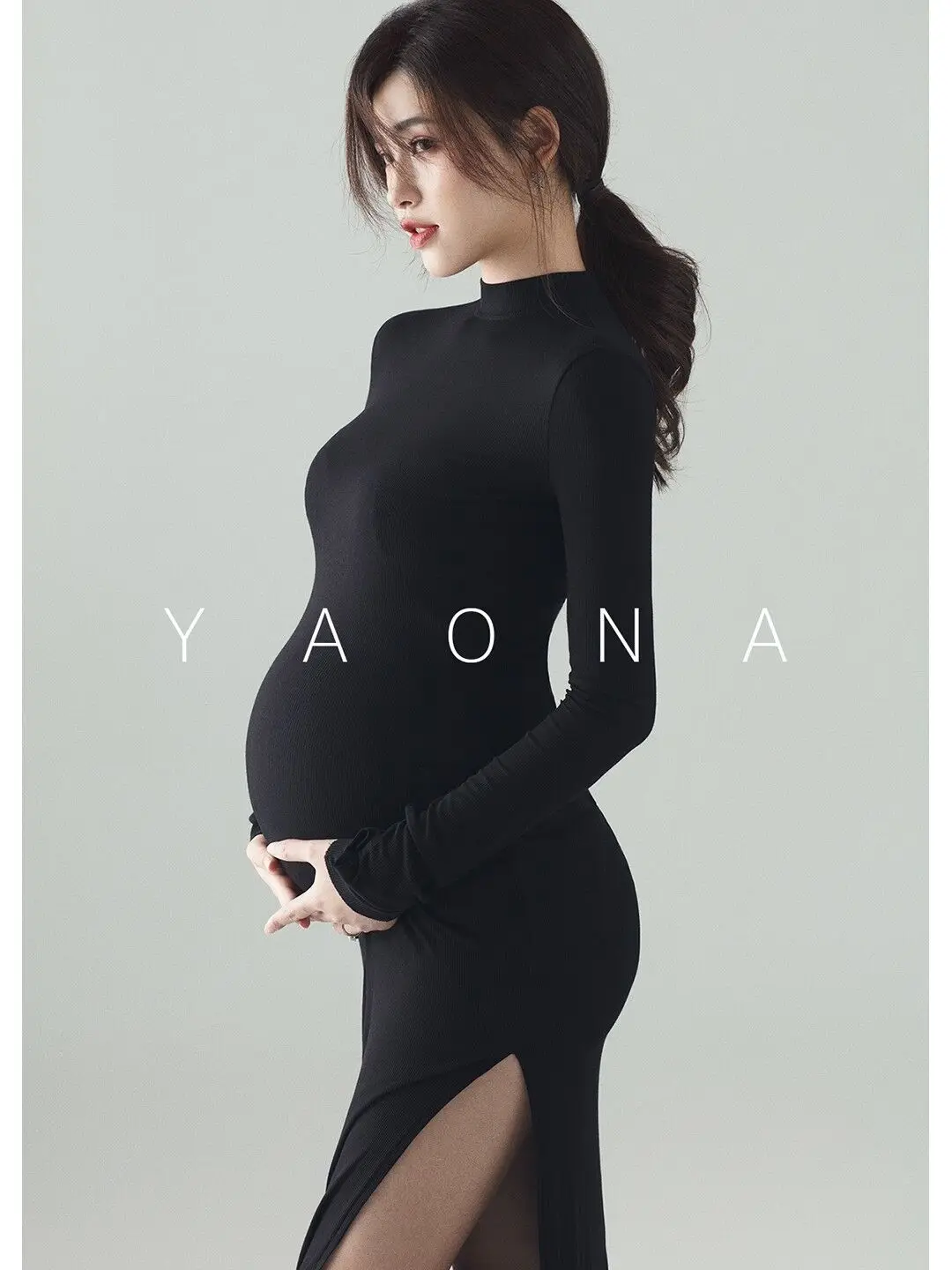 Vestido premamá negro elegante – Suave para fotos de embarazo - imagen 5