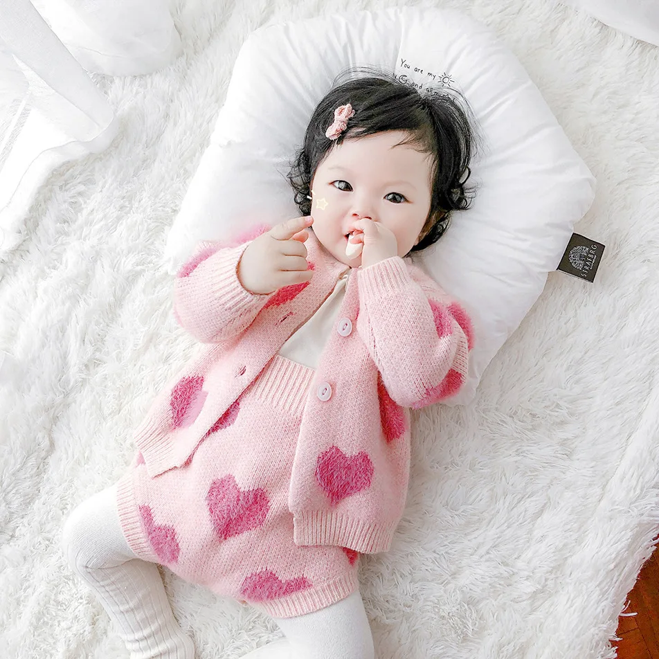 MILANCEL Conjunto bebé punto con corazón - Ropa recién nacido - imagen 3