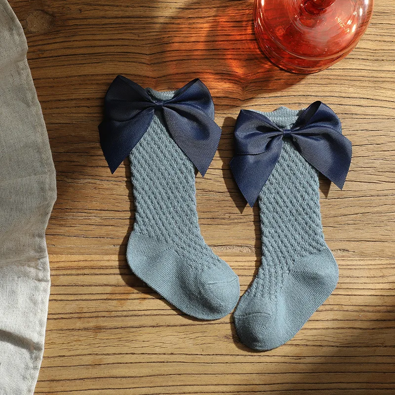 Calcetines largos con lazo para niños - Estilo piña calado suave