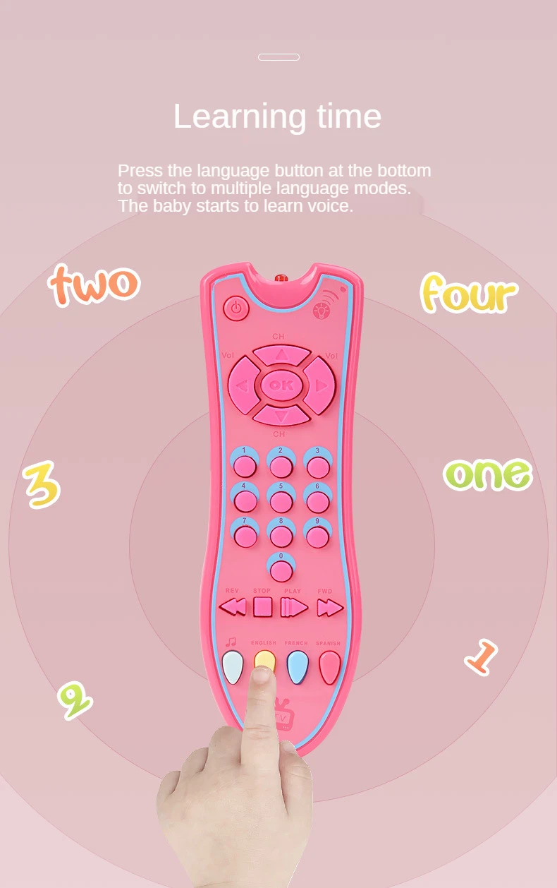 Control remoto infantil colorido con botones y luces LED