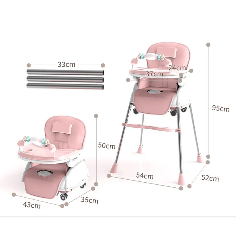 Trona alta plegable con asiento elevador ajustable para bebé - imagen 5
