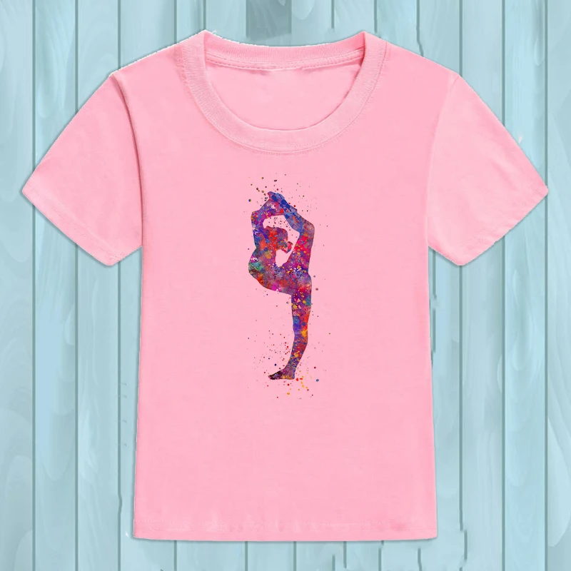 Camiseta artística acuarela para niñas – Gimnasia rítmica raso elástico - imagen 2