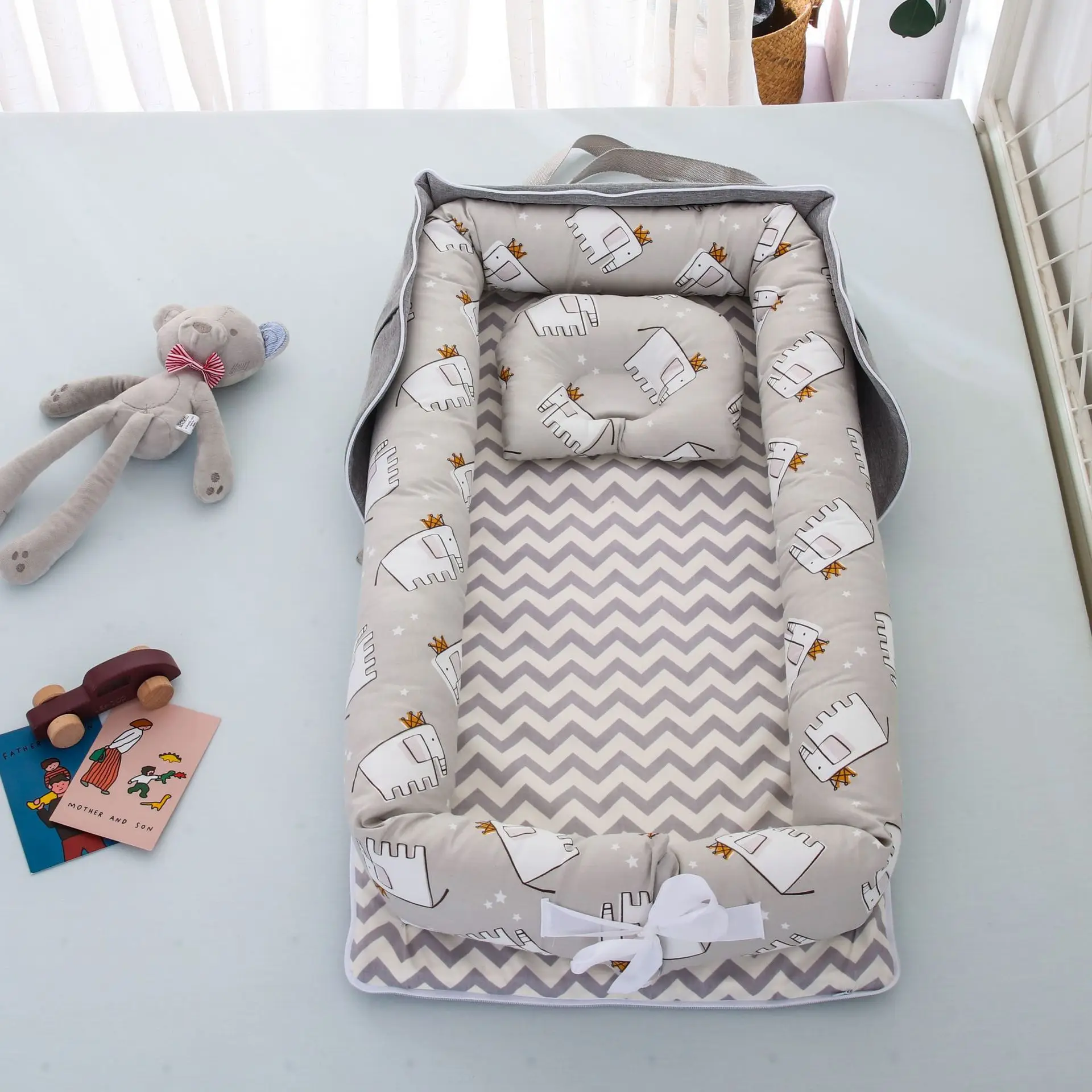 LazyChild Cama Nido Portátil para Bebés – Cuna de Viaje Algodón - imagen 4