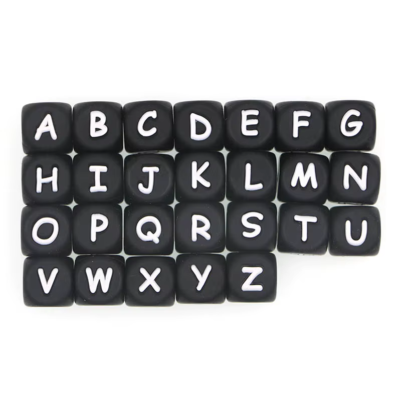 Cuentas de letras de silicona negra para pulseras infantiles DIY - imagen 3