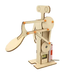 Robot educativo de madera con ventilador oscilante eléctrico