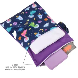 Bolsa reutilizable impermeable para pañales Pororo – Dos bolsillos separados