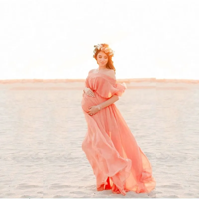 Vestido maxi de volantes para sesiones de fotos de embarazo - imagen 4