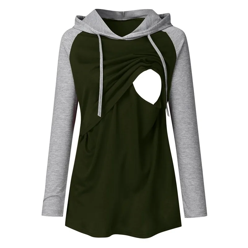 Sudadera de lactancia a rayas con capucha para amamantar - imagen 4