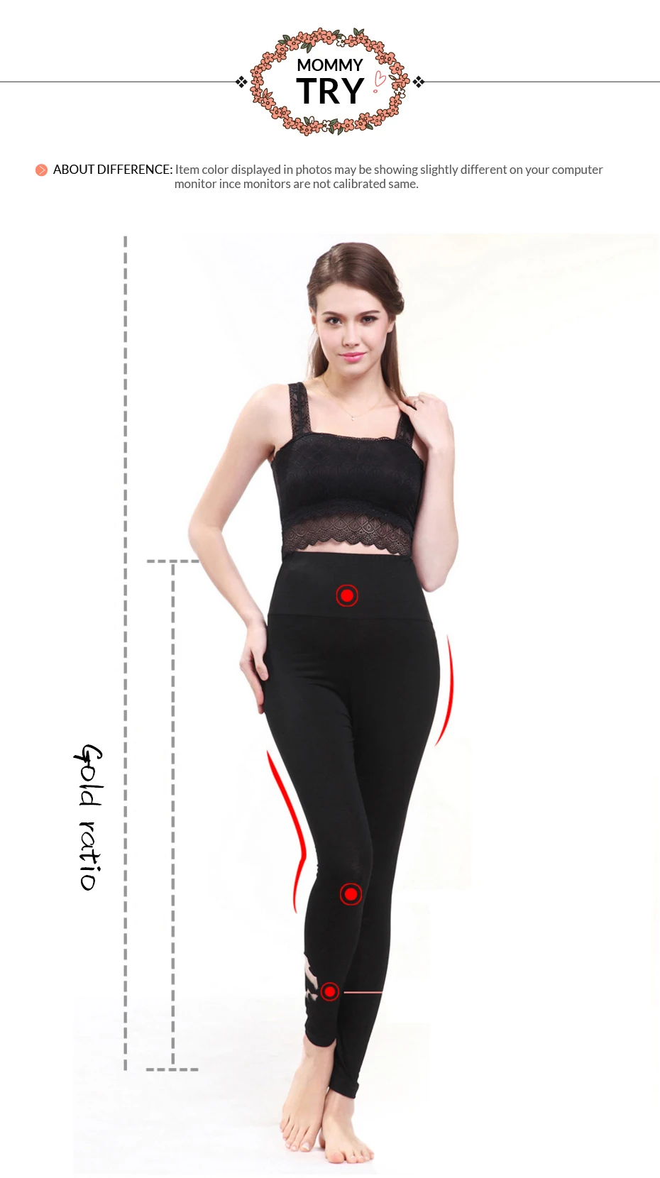 Leggings de algodón para mujer embarazada en color negro
