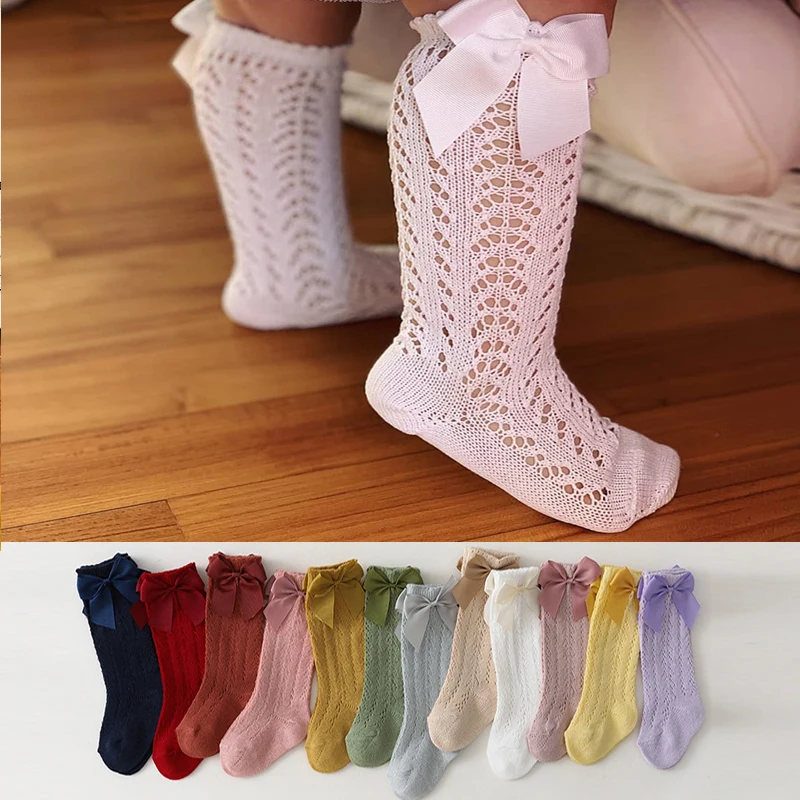 Calcetines largos veraniegos con lazo para niños – Malla calada fresca - imagen 5