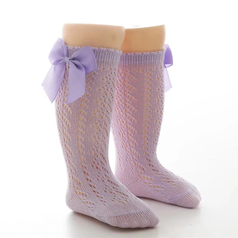Calcetines largos veraniegos con lazo para niños – Malla calada fresca - imagen 2