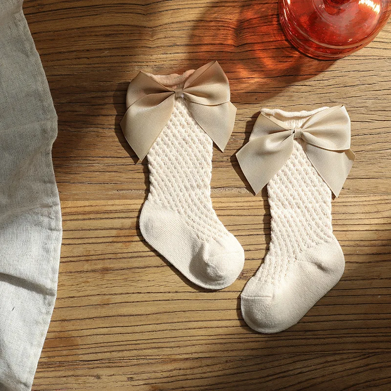Calcetines largos con lazo para niños - Estilo piña calado suave - imagen 5