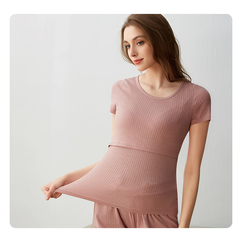 Pijama maternal de rayón suave con apertura para lactancia – Tallas M-3XL - imagen 5