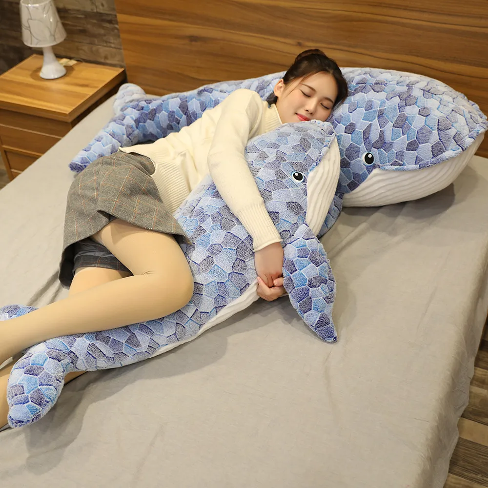 Almohada de peluche tiburón azul gigante suave para bebés y niños - imagen 3