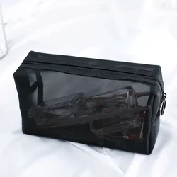 Estuche escolar de malla compacto para lápices y cosméticos, portátil