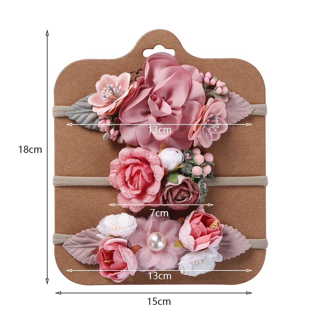 Diadema floral con perlas para bebé – Nylon elástico - imagen 4