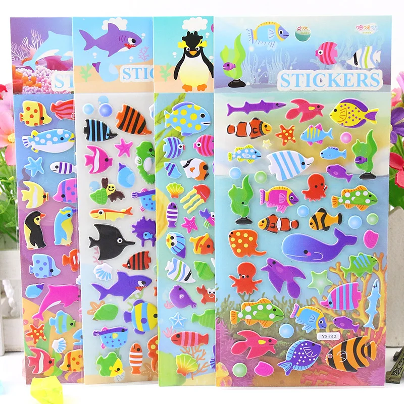 Pegatinas de peces 3D con álbum para niños