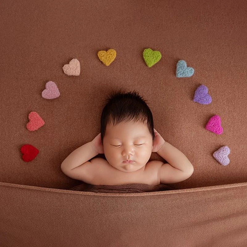 Fieltro decorativo para sesión de fotos de recién nacido – Arcoíris, estrellas y corazón - imagen 5