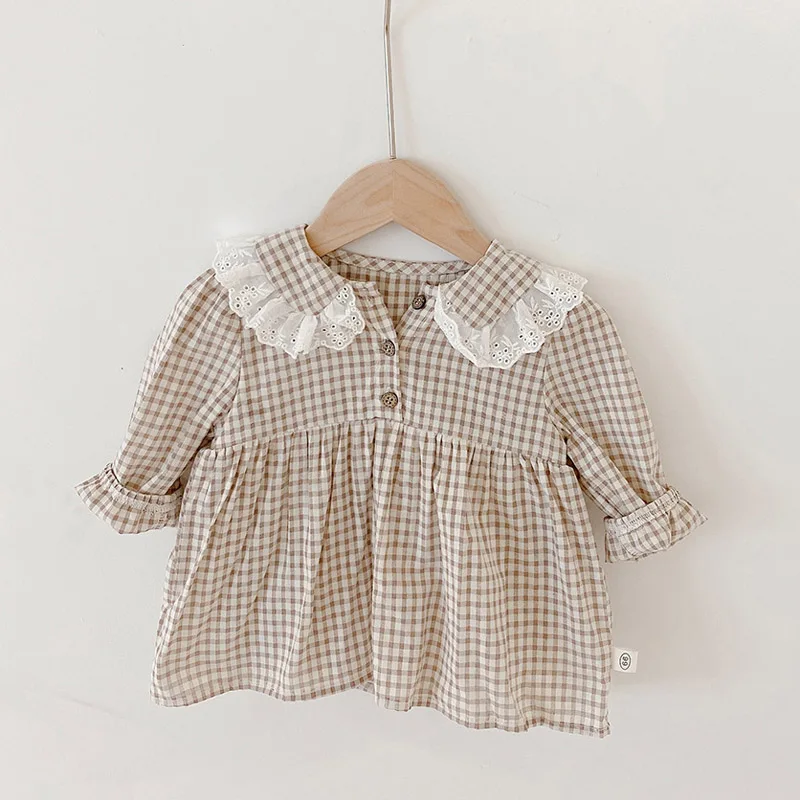 MILANCEL Body manga larga niña – Cuello Peter Pan a cuadros