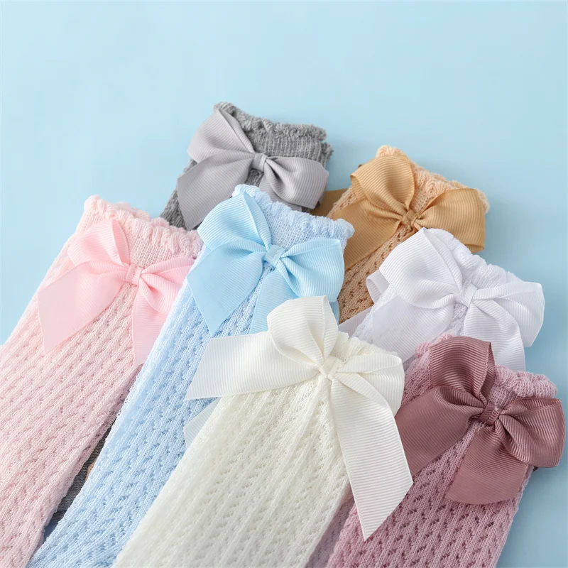 Calcetines de algodón para bebé niña con lazo - imagen 4