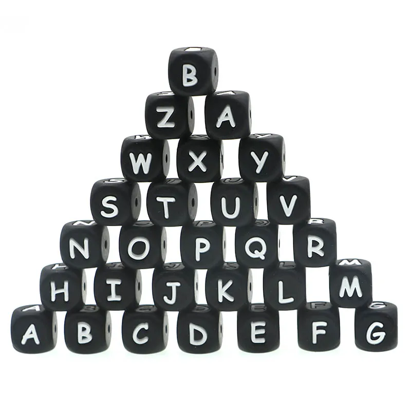 Cuentas de letras de silicona negra para pulseras infantiles DIY - imagen 2