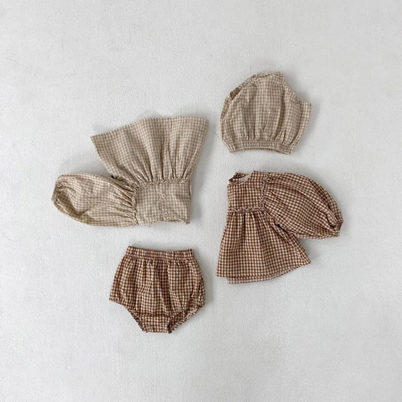 MILANCEL - Conjunto a cuadros con blusa y pantalón corto para niña - imagen 2
