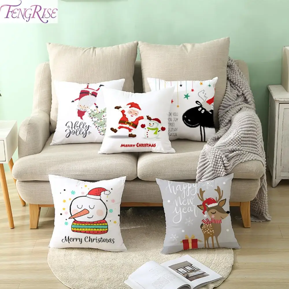 Funda de almohada navideña para niños con renos y Papá Noel - imagen 5