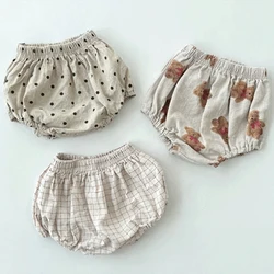 Pantalones cortos bebé recién nacido de algodón y lino vintage