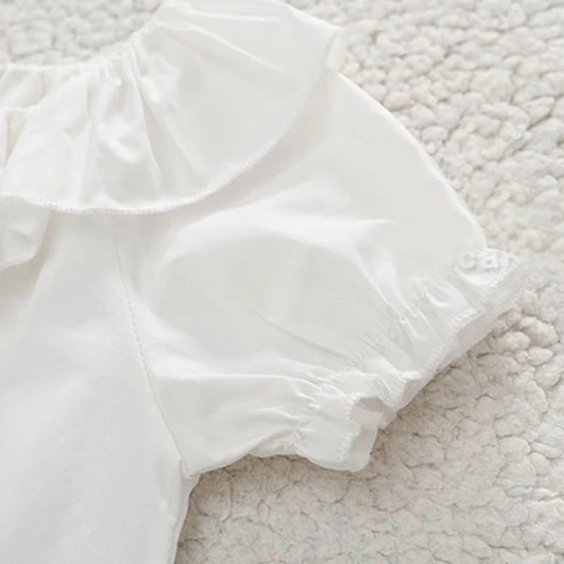 Blusa de algodón transpirable niña con cuello de volantes - imagen 2